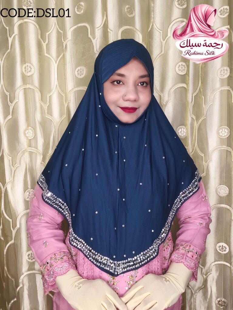 নেভি ব্লু স্টোন ওয়ার্ক রেডি হিজাব DSL01