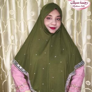 অলিভ গ্রিন স্টোন ওয়ার্ক রেডি হিজাব DSL05