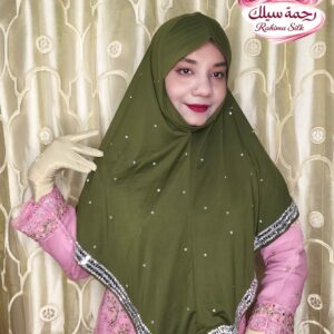 ডিপ অলিভ স্টোন ওয়ার্ক রেডি হিজাব DSL16