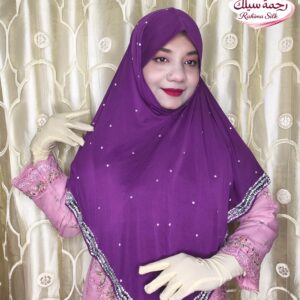 ডিপ পার্পল স্টোন ওয়ার্ক রেডি হিজাব DSL17