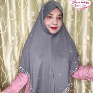 স্টিল অ্যাশ স্টোন ওয়ার্ক রেডি হিজাব DSL20