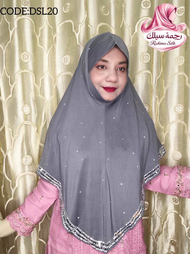 স্টিল অ্যাশ স্টোন ওয়ার্ক রেডি হিজাব DSL20