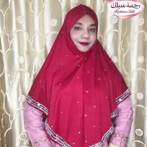 ক্রিমসন রেড স্টোন ওয়ার্ক রেডি হিজাব DSL30
