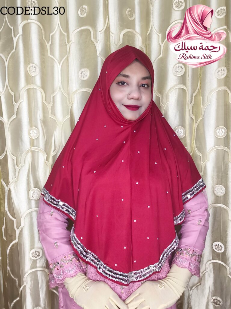 ক্রিমসন রেড স্টোন ওয়ার্ক রেডি হিজাব DSL30
