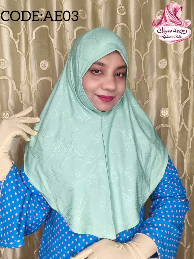 মিন্ট চিকেনআড়ি এমব্রয়ডারি রেডি হিজাব AE03