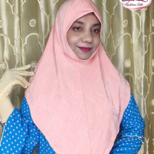 পিচ কালার চিকেনআড়ি এমব্রয়ডারি রেডি হিজাব AE25