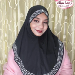 কালো বর্ডার স্টোন ওয়ার্ক রেডি হিজাব DSM28