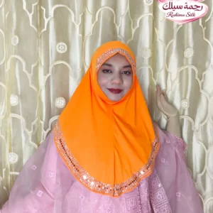 কমলা বর্ডার স্টোন ওয়ার্ক রেডি হিজাব DSM32