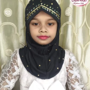 কালো কিডস স্টোন ওয়ার্ক রেডি হিজাব KH02