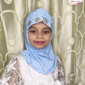 হালকা আকাশী কিডস স্টোন ওয়ার্ক রেডি হিজাব KH11