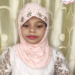 বেবি পিংক কিডস স্টোন ওয়ার্ক রেডি হিজাব KH13