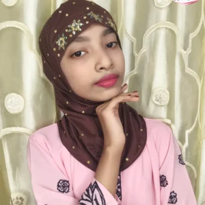 ডার্ক ব্রাউন কিডস স্টোন ওয়ার্ক রেডি হিজাব KH15