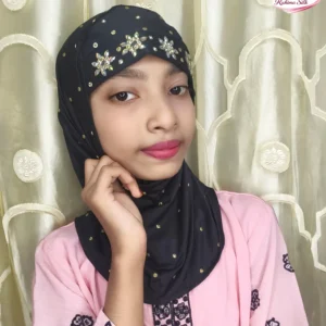 কালো কিডস স্টোন ওয়ার্ক রেডি হিজাব KH17