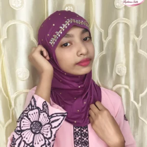 বেগুনী কিডস স্টোন ওয়ার্ক রেডি হিজাব KH19