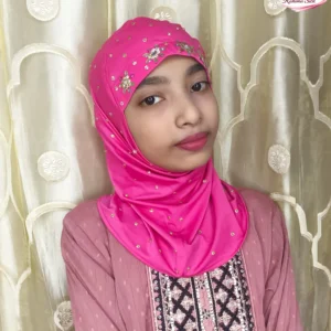 হট পিংক কিডস স্টোন ওয়ার্ক রেডি হিজাব KH21