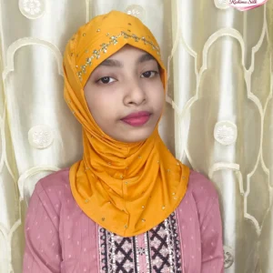 মাস্টার্ড হলুদ কিডস স্টোন ওয়ার্ক রেডি হিজাব KH24