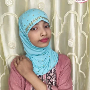 হালকা আকাশী কিডস স্টোন ওয়ার্ক রেডি হিজাব KH29