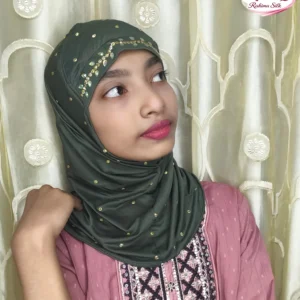 বয়েল্ড অলিভ কিডস স্টোন ওয়ার্ক রেডি হিজাব KH31