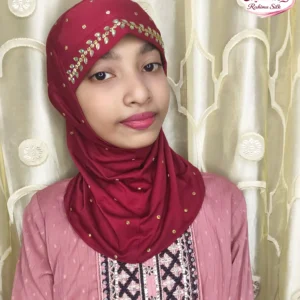মেরুন কিডস স্টোন ওয়ার্ক রেডি হিজাব KH34