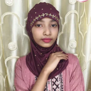ডার্ক মেরুন কিডস স্টোন ওয়ার্ক রেডি হিজাব KH36