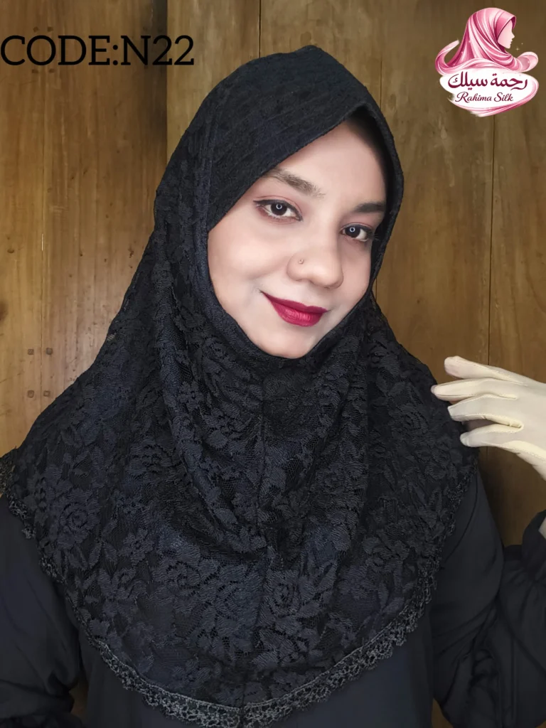 কালো শর্ট নেট রেডি হিজাব N22