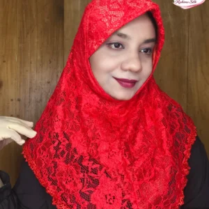 লাল শর্ট নেট রেডি হিজাব N23