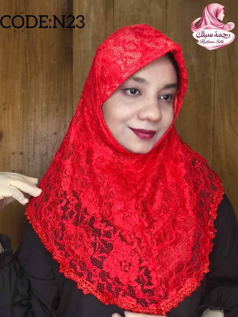 লাল শর্ট নেট রেডি হিজাব N23