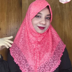 ডার্ক পিংক শর্ট নেট রেডি হিজাব N31