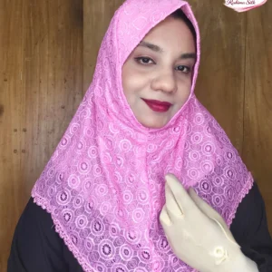 পিংক শর্ট নেট রেডি হিজাব N35