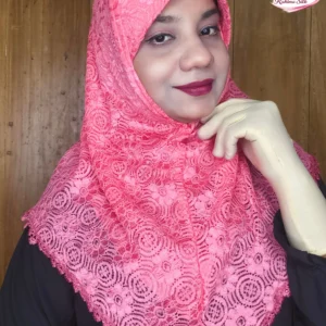 পেঁয়াজি পিংক শর্ট নেট রেডি হিজাব N38