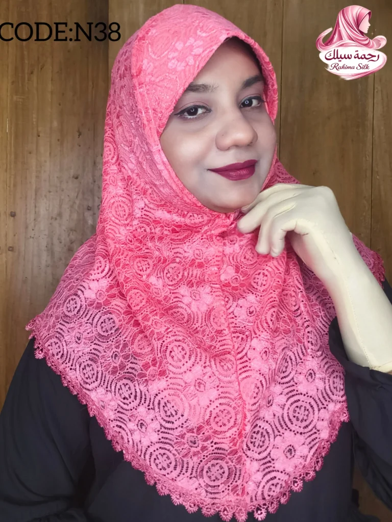 পেঁয়াজি পিংক শর্ট নেট রেডি হিজাব N38