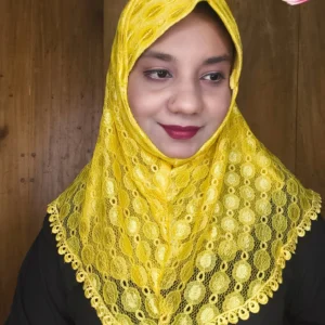 মাস্টার্ড হলুদ শর্ট নেট রেডি হিজাব N48