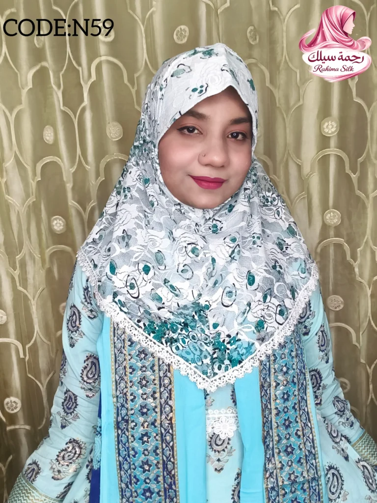 সাদা শর্ট নেট রেডি হিজাব N59