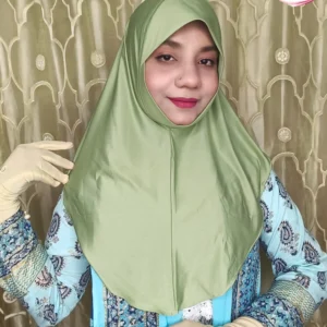 হালকা অলিভ প্লেইন রেডি হিজাব কিডস PEM16