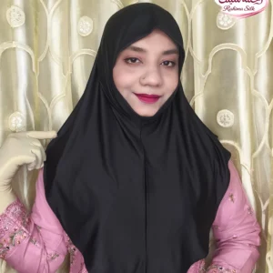 কালো প্লেইন রেডি হিজাব PM16