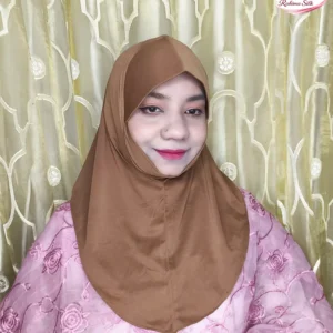 কফি ব্রাউন প্লেইন রেডি হিজাব শর্ট সাইজ PS03