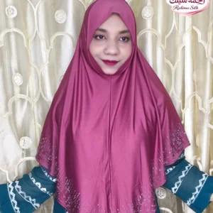 ডিপ অনিয়ন রেইনস্টোন ওয়ার্ক হিজাব SL04