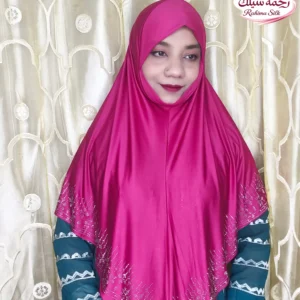 হট পিংক রেইনস্টোন ওয়ার্ক হিজাব SL06