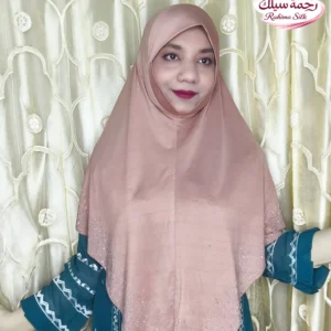 স্কিন কালার রেইনস্টোন ওয়ার্ক হিজাব SL07
