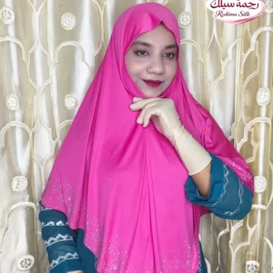 হট পিংক রেইনস্টোন ওয়ার্ক হিজাব SL19