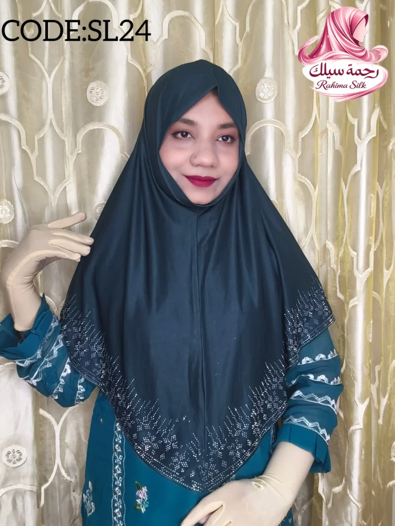 ডার্ক নেভি রেইনস্টোন ওয়ার্ক হিজাব SL24