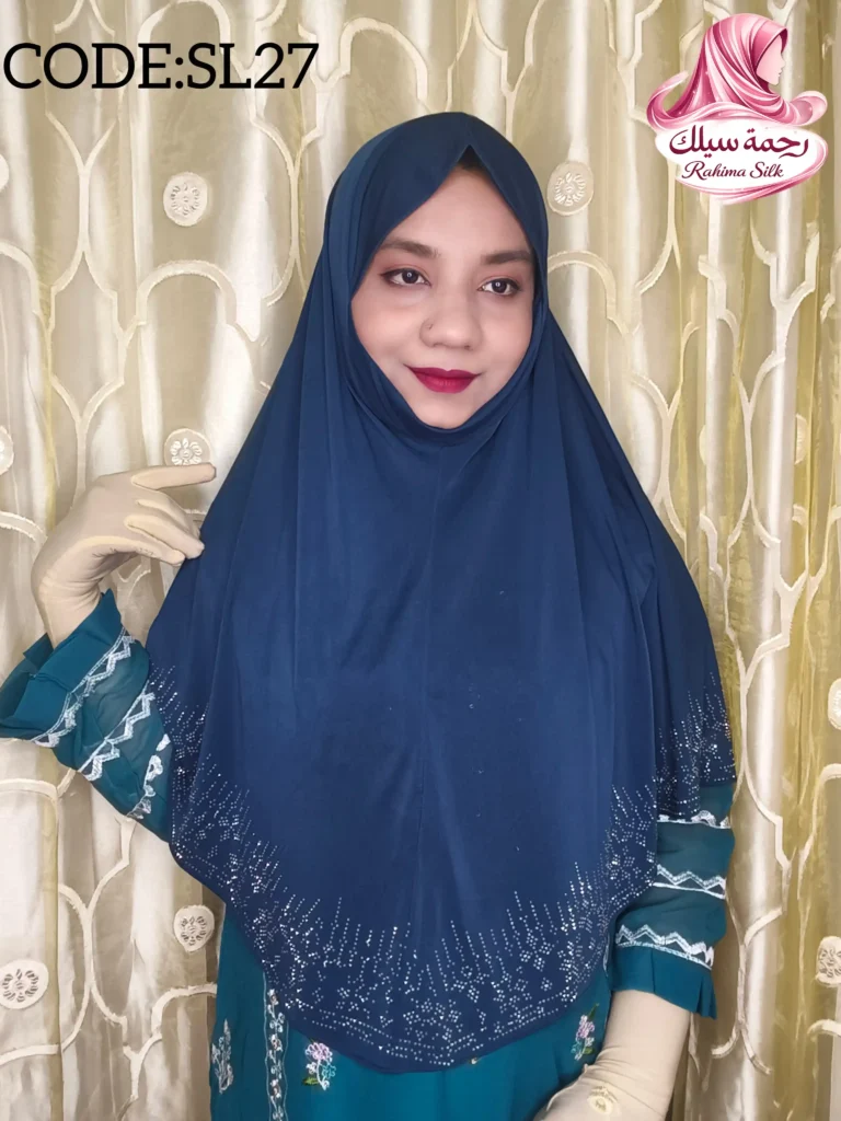 নেভি ব্লু রেইনস্টোন ওয়ার্ক হিজাব SL27