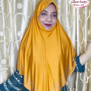 সোনালী হলুদ রেইনস্টোন ওয়ার্ক হিজাব SL28