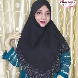 কালো রেইনস্টোন ওয়ার্ক হিজাব SL29