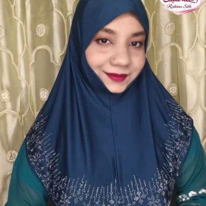 ডার্ক ব্লু রেইনস্টোন ওয়ার্ক হিজাব SM12