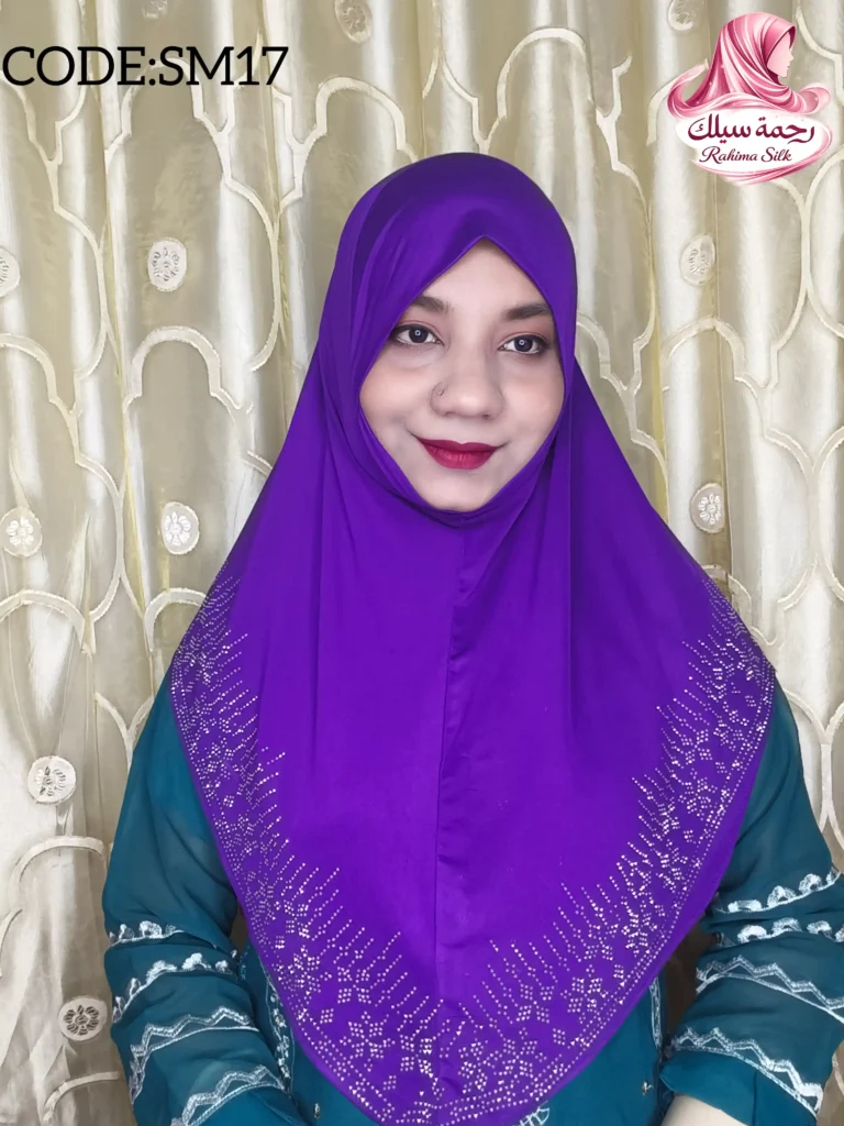 বেগুনী রেইনস্টোন ওয়ার্ক হিজাব SM17