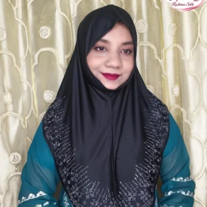 কালো রেইনস্টোন ওয়ার্ক হিজাব SM02