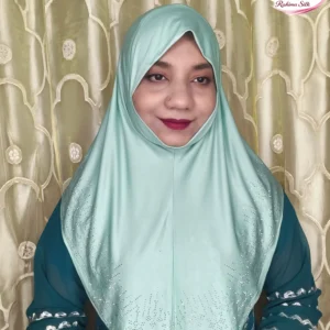 মিন্ট রেইনস্টোন ওয়ার্ক হিজাব SM22