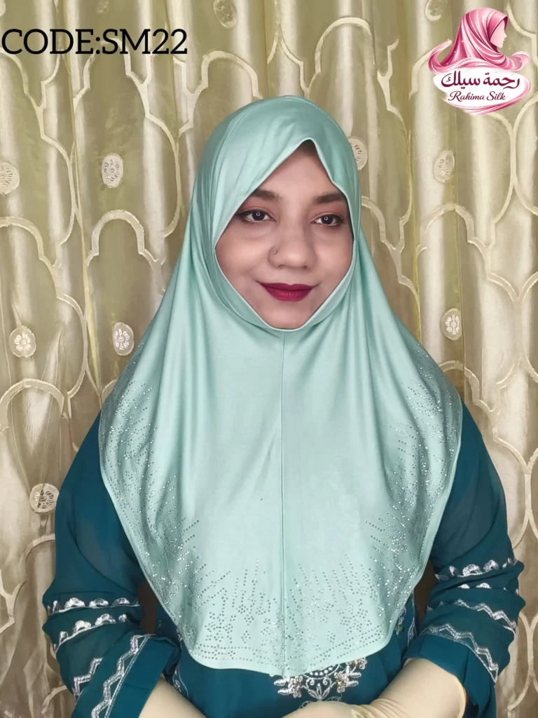 মিন্ট রেইনস্টোন ওয়ার্ক হিজাব SM22