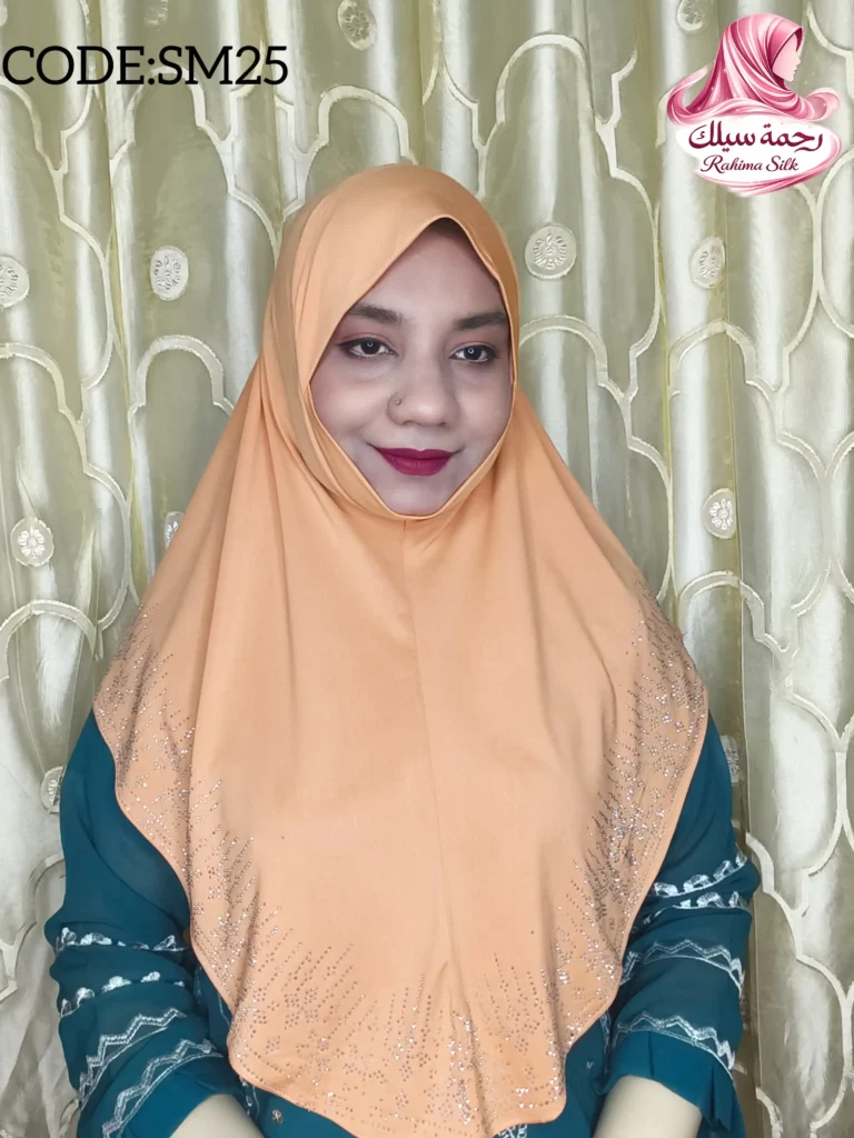 ম্যাংগো কালার রেইনস্টোন ওয়ার্ক হিজাব SM25